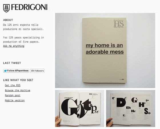 HomeSapiens on Fedrigoni website